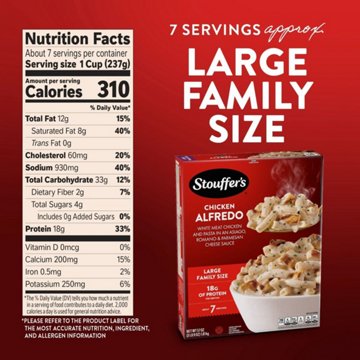 Stouffer's Chicken Alfredo Pasta Frozen Meal, 57 oz