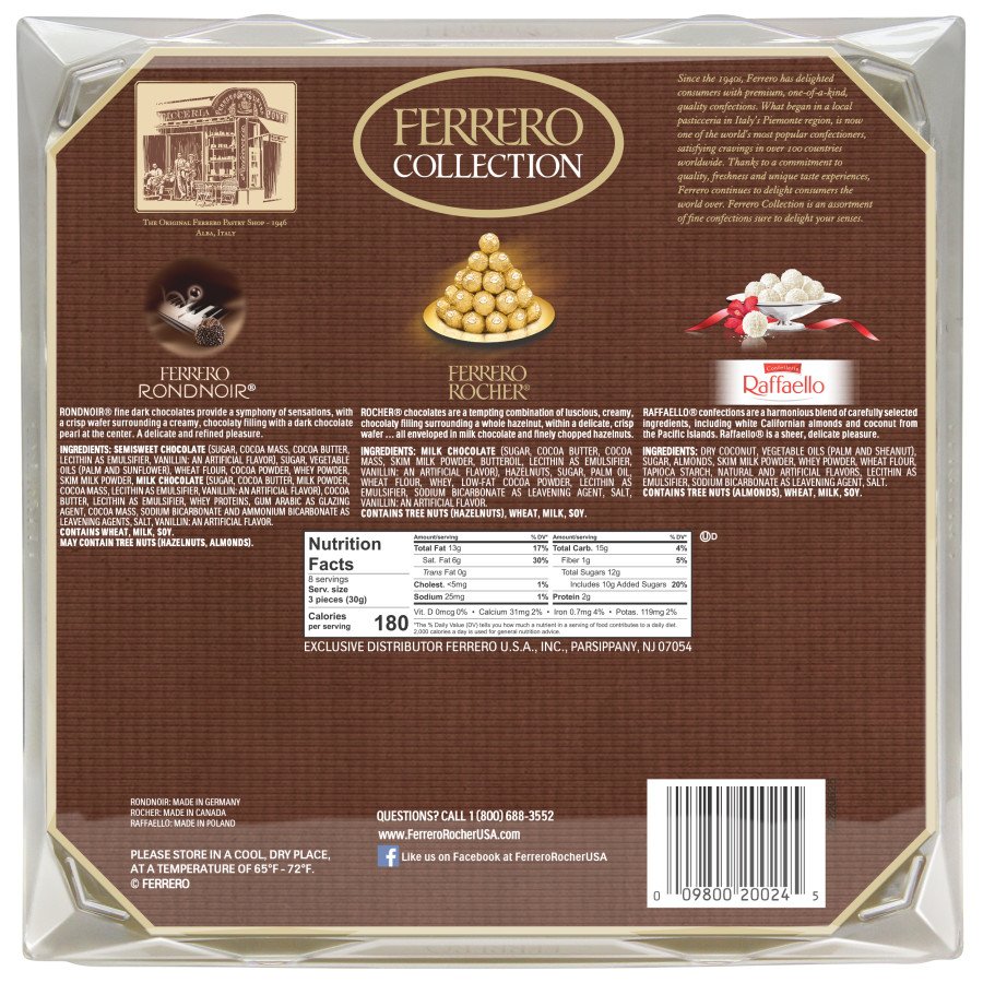 Ferrero Chocolate Pralines Collection Box with Raffaello, Ferrero Rocher  and Rond Noirs Editorial Photography - Image of bonbon, label: 172875157