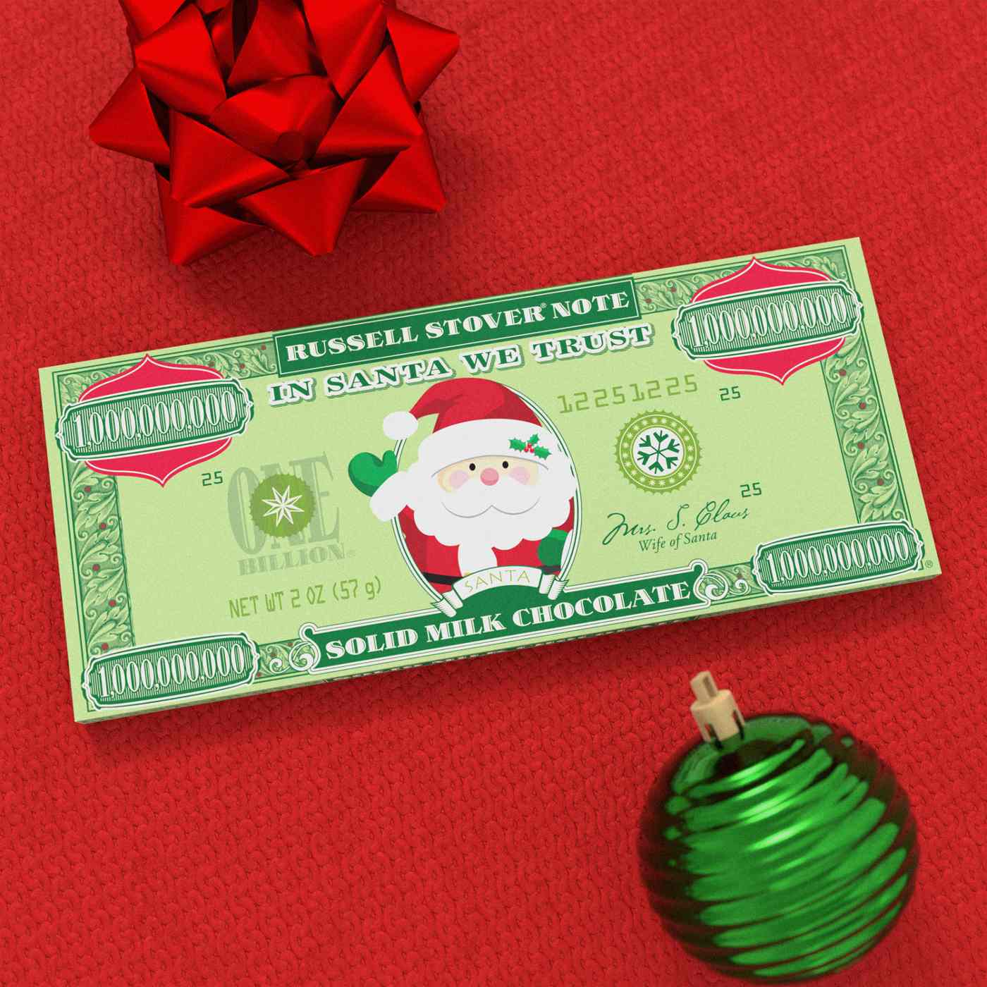 Russell Stover Solid Milk Chocolate Santa Money Christmas Candy; image 2 of 3