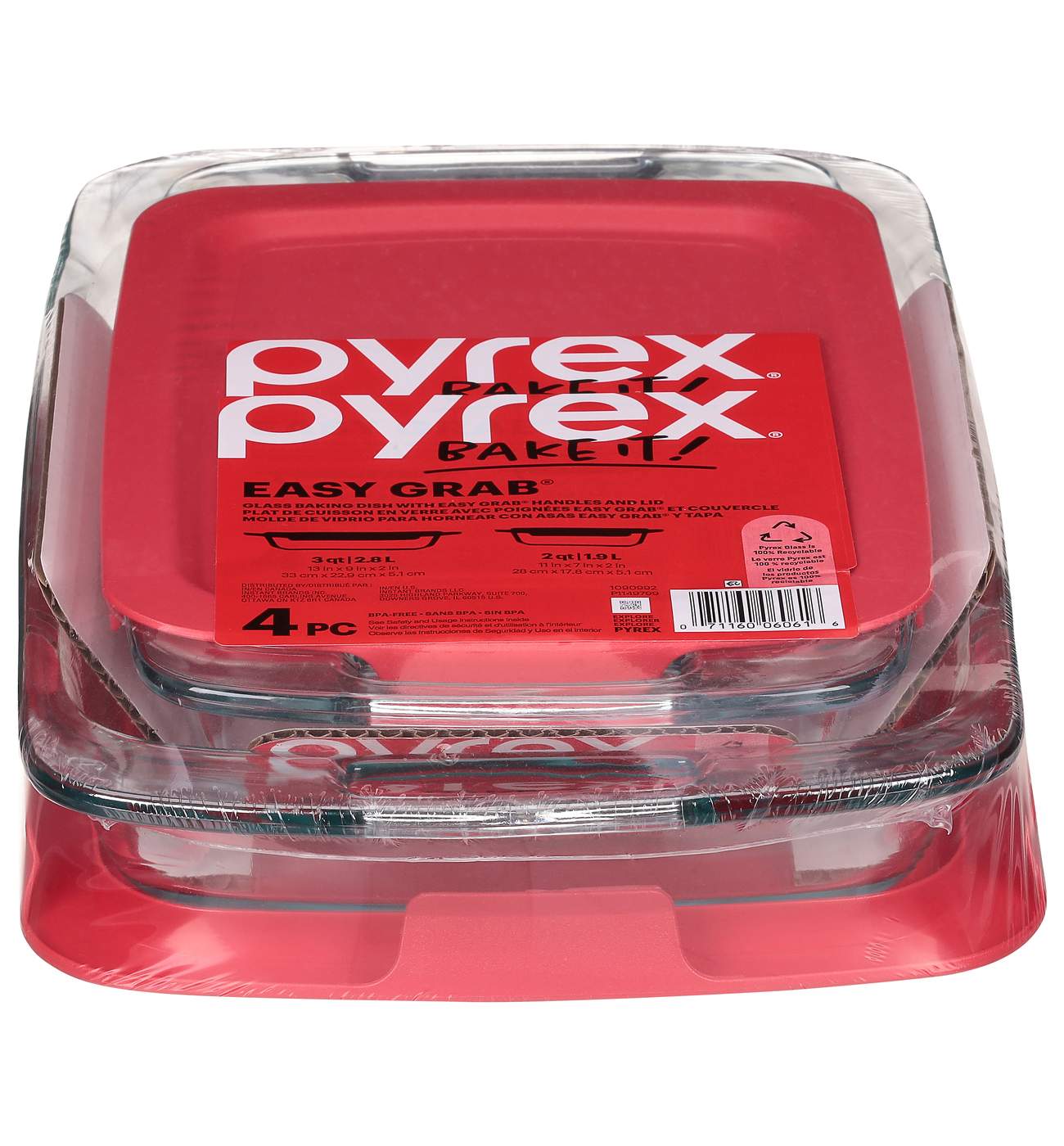 Pyrex Easy Grab Rectangle Glass Baking Set with Lids; image 2 of 3