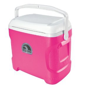 pink rolling cooler