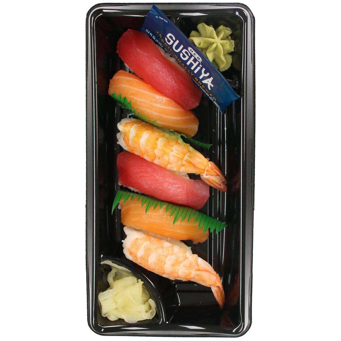 H-E-B Sushiya Deluxe Nigiri Sushi – Shrimp, Tuna & Salmon; image 1 of 4