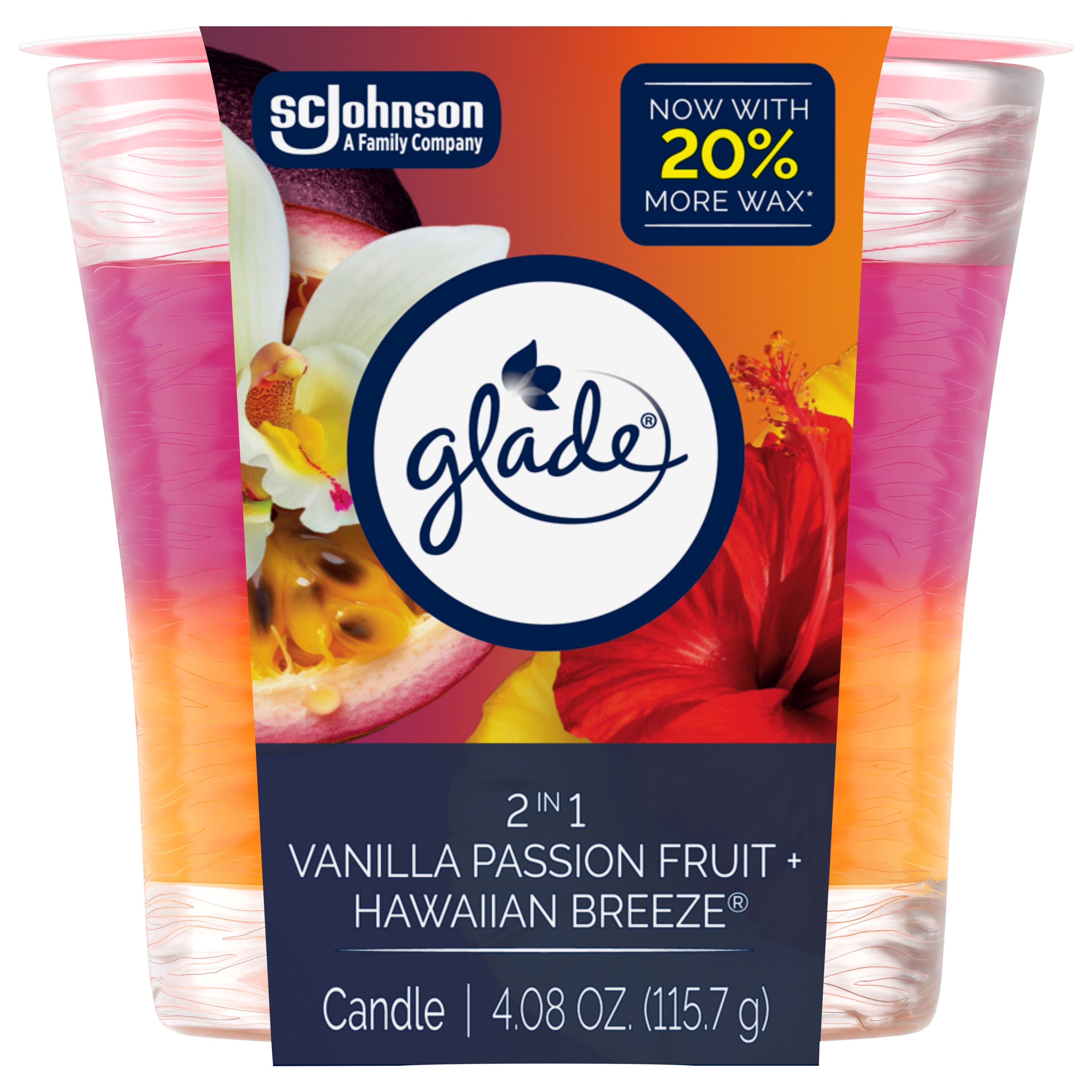Glade 2 in1 Vanilla Passion Fruit & Hawaiian Breeze Candle, 4.08