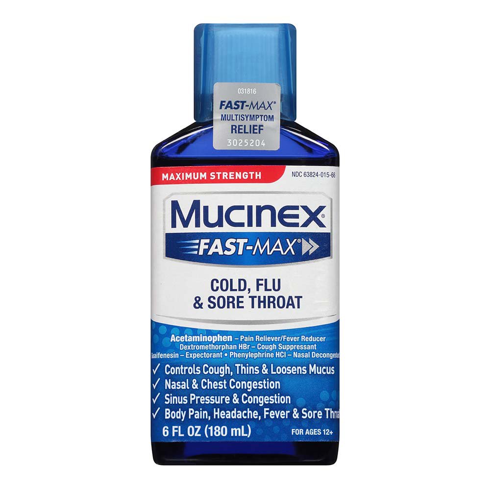 Mucinex Fast Max Cold Flu And Sore Throat Multi Symptom Maximum Strength Shop Cough Cold