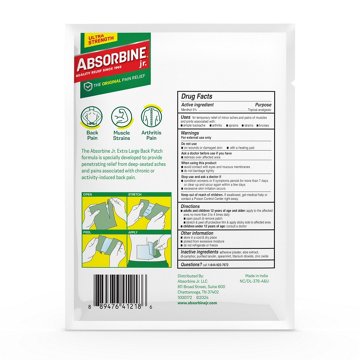 Absorbine Jr. Plus Pain Relief Back Patch XL, EACH