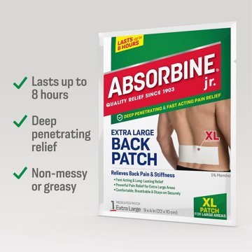 Absorbine Jr. Plus Pain Relief Back Patch XL, EACH