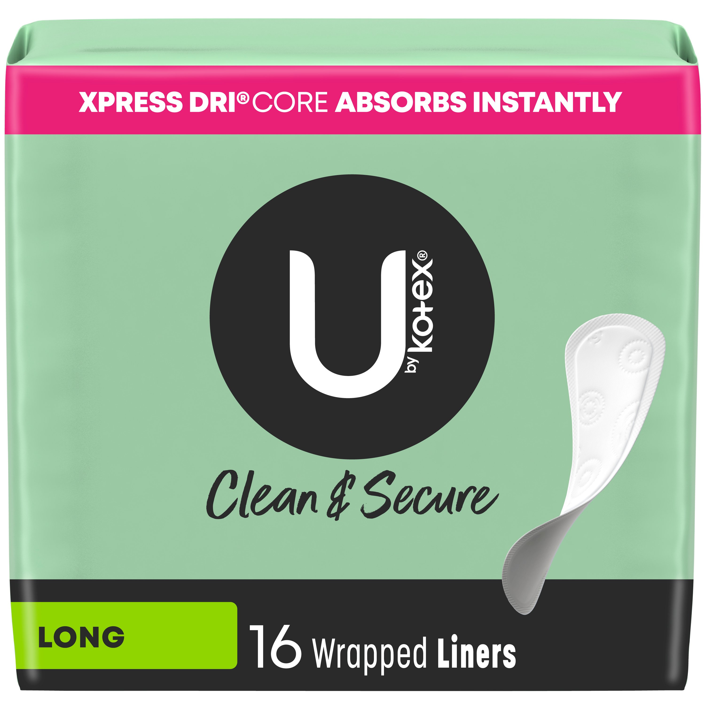 U By Kotex Security Lightdays Long Panty Liners Shop Pads Liners At H E B