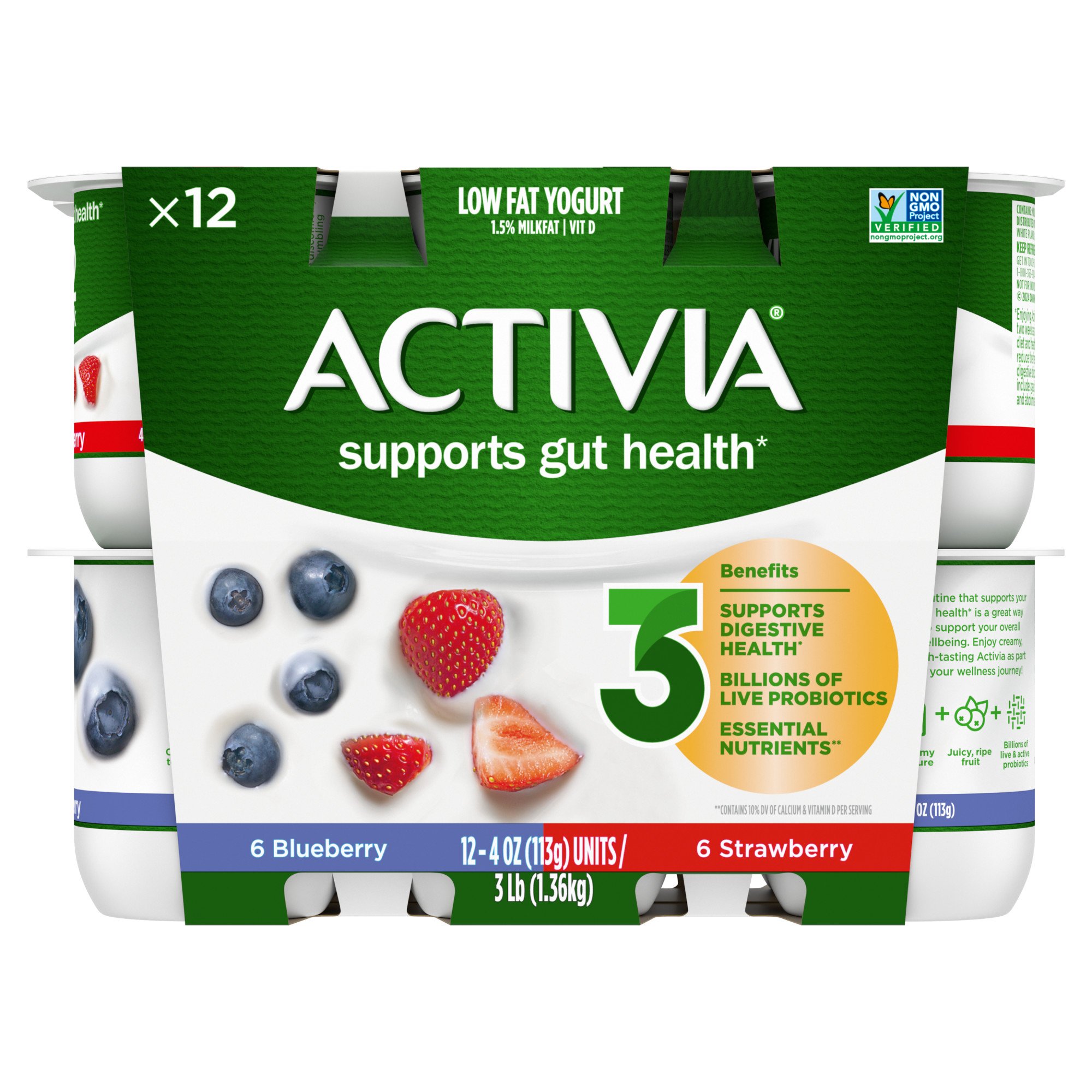 Activia Probiotic Strawberry & Blueberry Variety Pack Yogurt