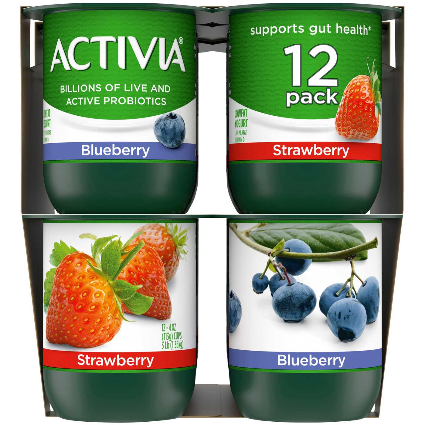 Activia Low Fat Probiotic Strawberry & Blueberry Yogurt; image 2 of 6