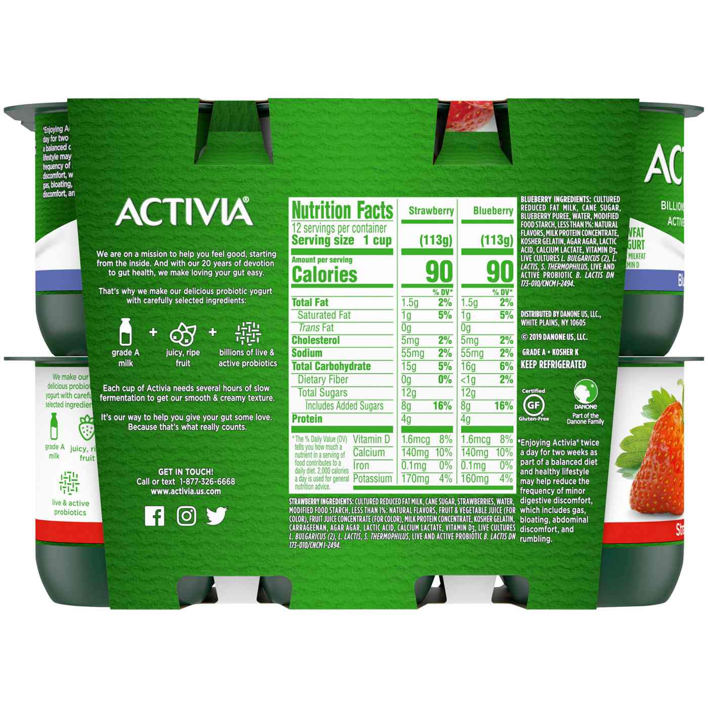 Activia Low Fat Probiotic Strawberry & Blueberry Yogurt; image 4 of 6