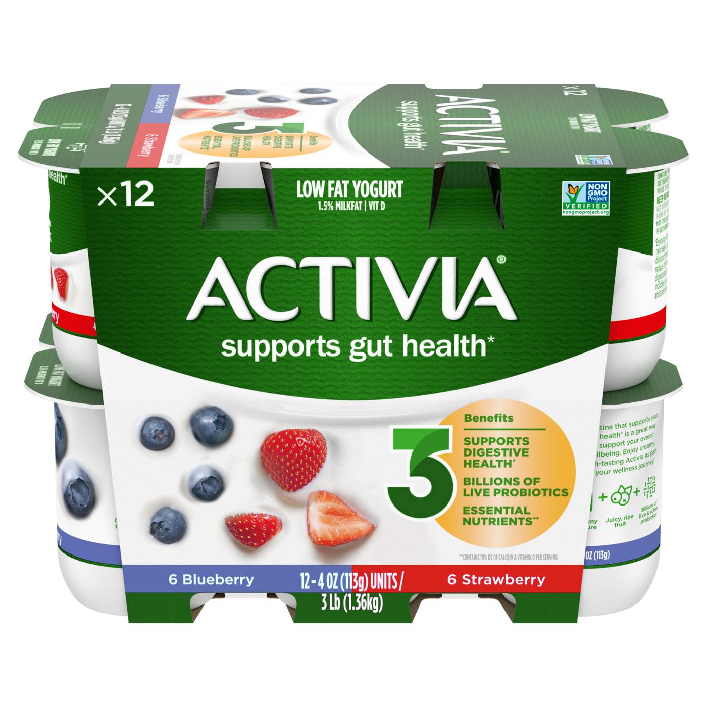 Activia Low Fat Probiotic Strawberry & Blueberry Yogurt; image 9 of 9