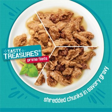 Friskies Purina Wet Cat Food Variety Pack Tasty Treasures Prime Filets - Ocean Fish and Tuna, Chicken and Turkey