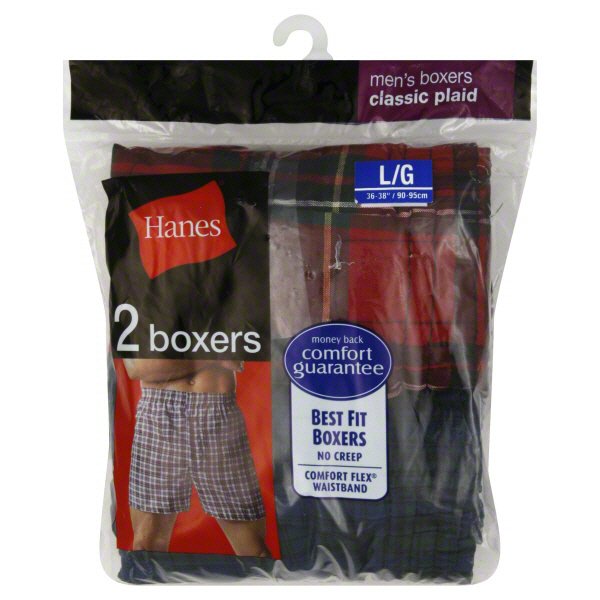 Hanes Men's Classic Plaid Tagless Boxers Large Shop Underwear at HEB