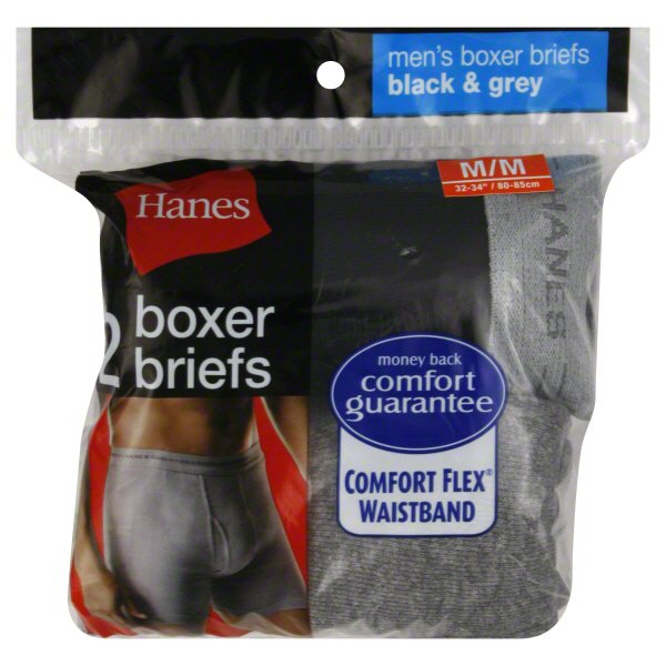 Hanes Men's Black & Grey Boxer Briefs Medium Shop Underwear at HEB