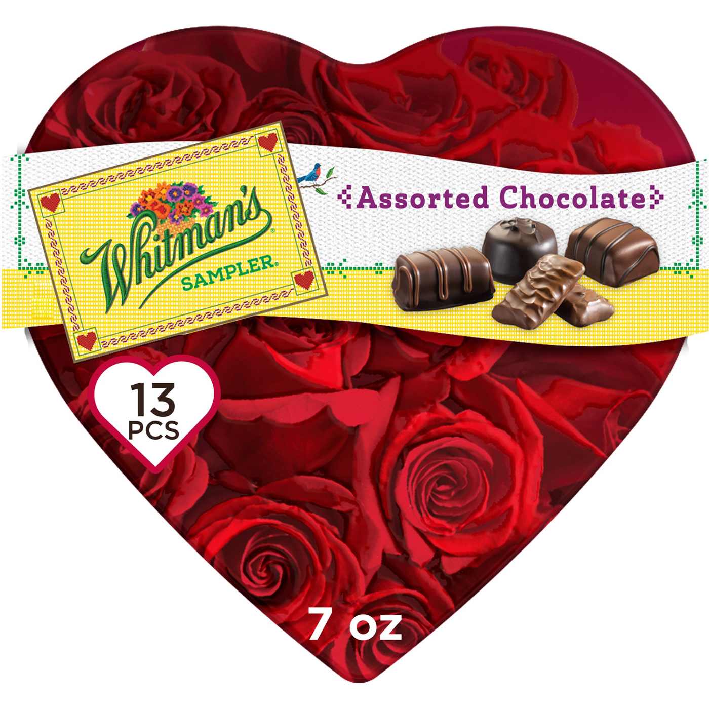 Whitman's Sampler Assorted Chocolates Valentine's Heart Gift Tin, 13 pc; image 1 of 6