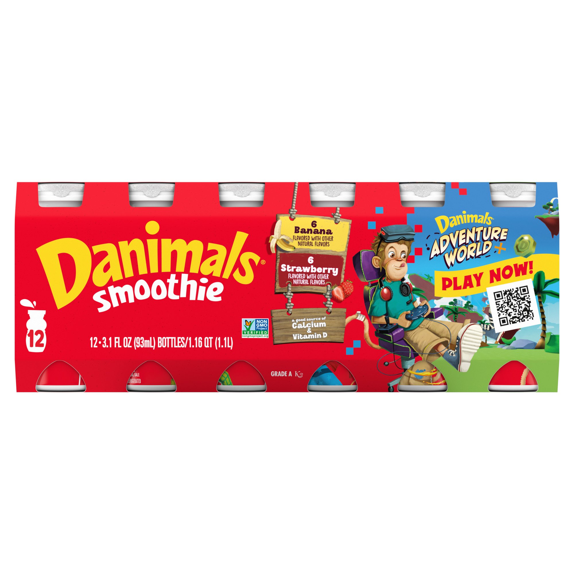 Dannon Danimals Smoothie Strawberry & Strawberry & Banana 3.1 oz