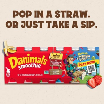 Danimals Strawberry & Banana Smoothie Variety Pack, 12 pk
