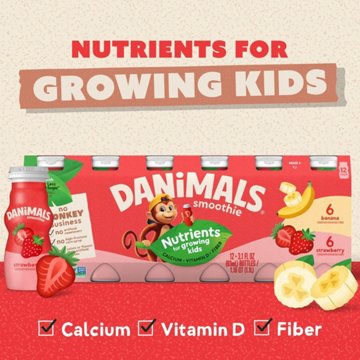 Danimals Strawberry & Banana Smoothie Variety Pack, 12 pk