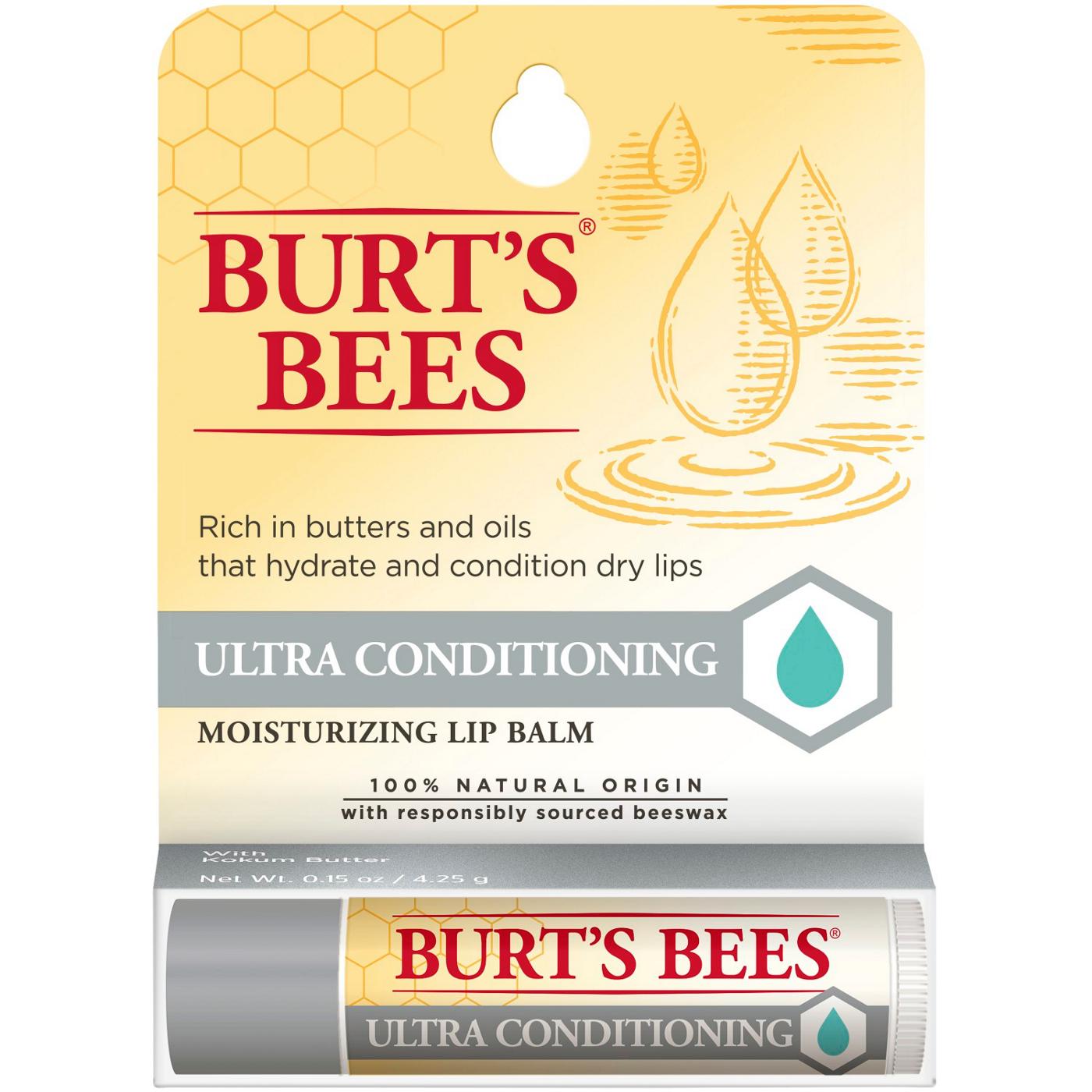 Burt's Bees 100% Natural Moisturizing Lip Balm, Honey with Beeswax - 1  Tube, 0.15 Ounce