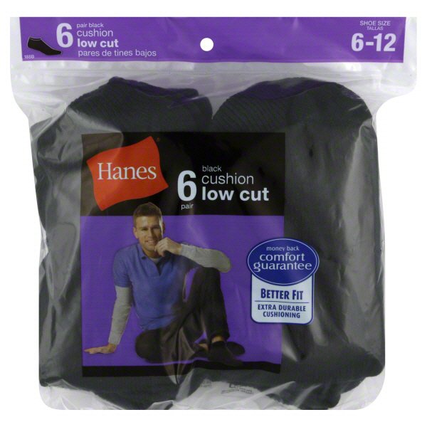 Hanes Cushion Low Cut Men's Black Socks Sizes 612 Shop Hanes Cushion