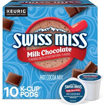 Swiss Miss Milk Chocolate Hot Cocoa Mix Single Serve Coffee K Cups, 10 ct
