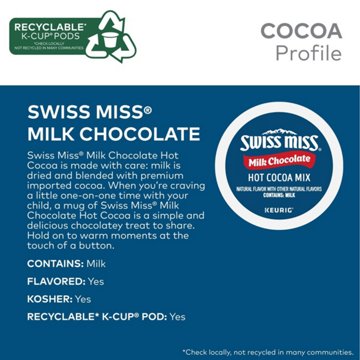 Swiss Miss Milk Chocolate Hot Cocoa Mix Single Serve Coffee K Cups, 10 ct