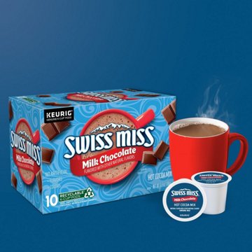 Swiss Miss Milk Chocolate Hot Cocoa Mix Single Serve Coffee K Cups, 10 ct