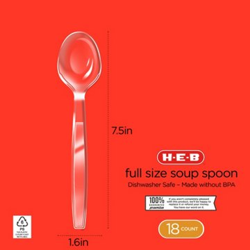 H-E-B Plastic Texas-Size Spoons - Clear, 18 ct