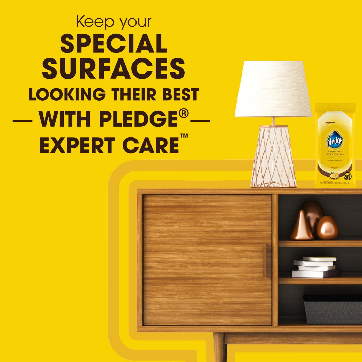 Pledge Pledge Expert Care Enhancing Wood Wipes, Lemon Scent, 24 Count; image 4 of 12