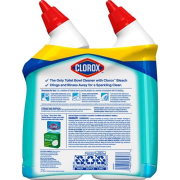 Clorox Toilet Bowl Cleaner, Clinging Bleach Gel - Ocean Mist, 24 oz, 2 pk