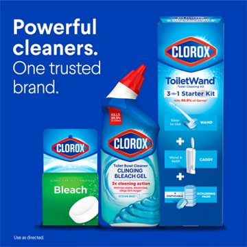 Clorox Toilet Bowl Cleaner, Clinging Bleach Gel - Ocean Mist, 24 oz, 2 pk