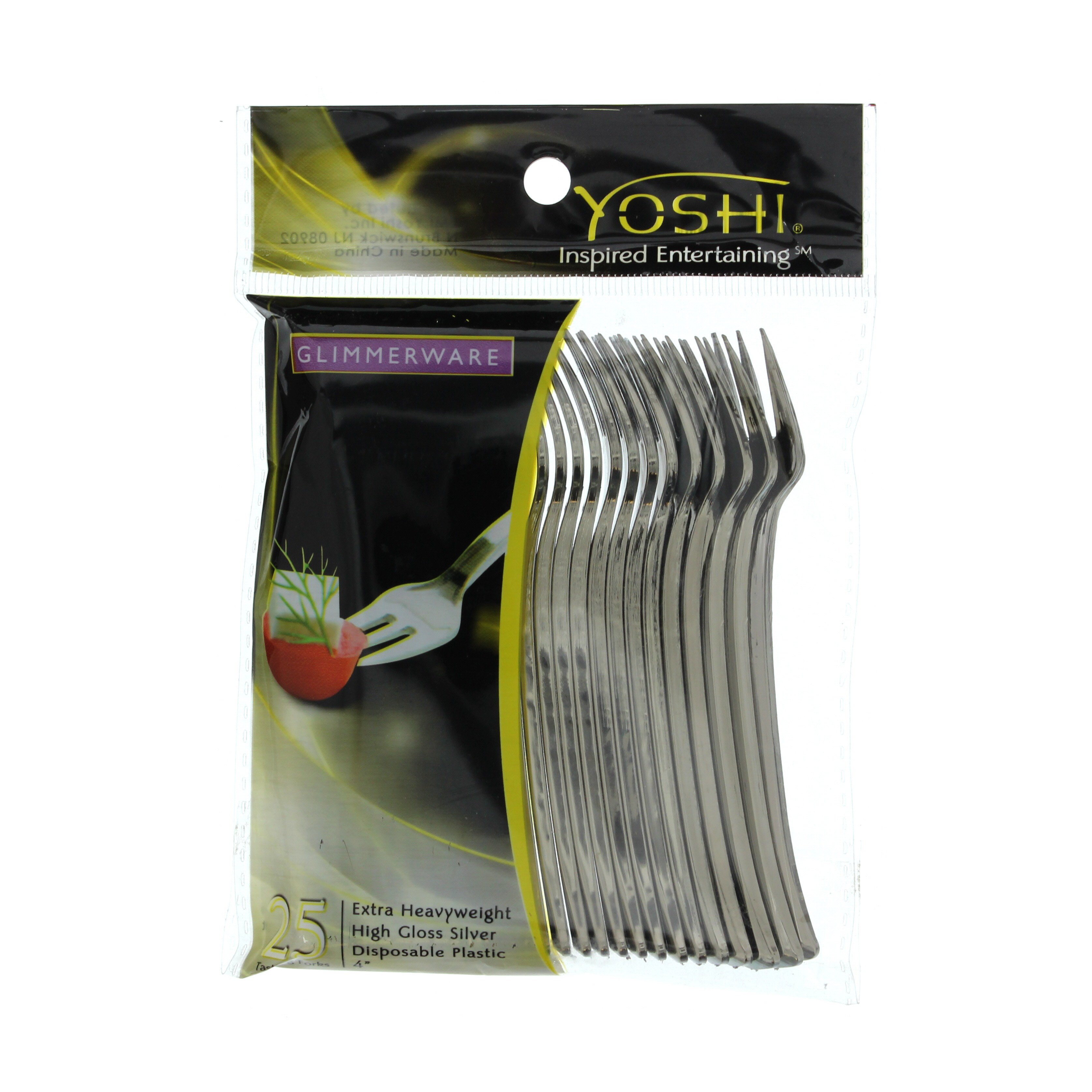 Yoshi Plastic Mini Forks Glossy Silver Shop Flatware & Utensils at