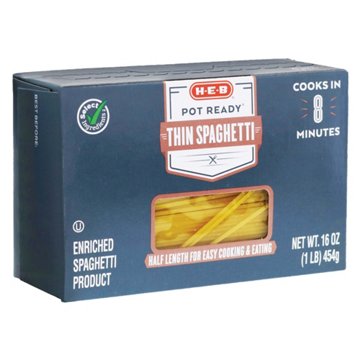 H-E-B Pot Ready Thin Spaghetti, 16 oz