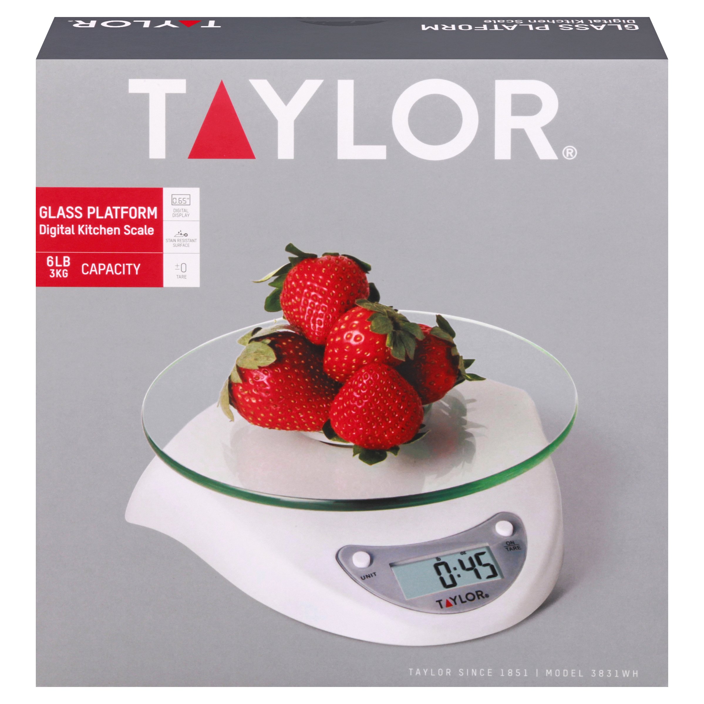 Taylor Digital Kitchen Scale, Black Glass, 11 lbs