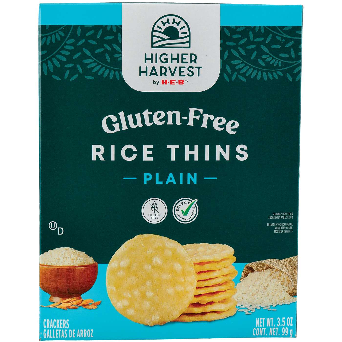 Higher Harvest by HEB GlutenFree Rice Thins Plain Shop Crackers