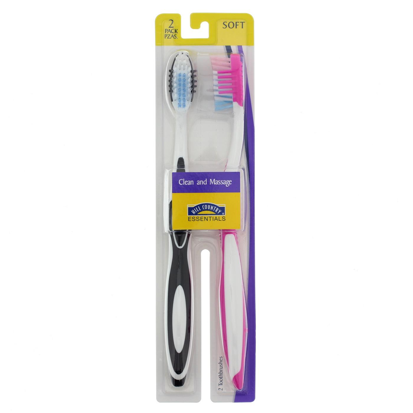 Hill Country Essentials Clean and Massage Soft Toothbrushes - Colors May Vary; image 1 of 2
