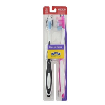 Hill Country Essentials Clean and Massage Medium Toothbrushes - Colors May Vary, 2 ct