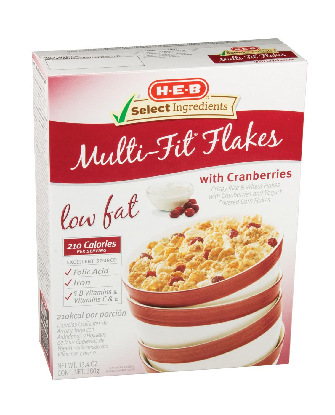 H-E-B Multi-Fit Flakes with Cranberries Cereal; image 1 of 2