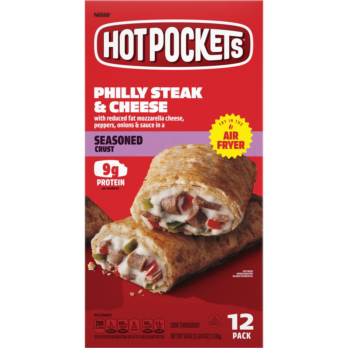 Hot Pockets Philly Steak & Cheese Frozen Sandwiches - Seasoned Crust; image 1 of 7