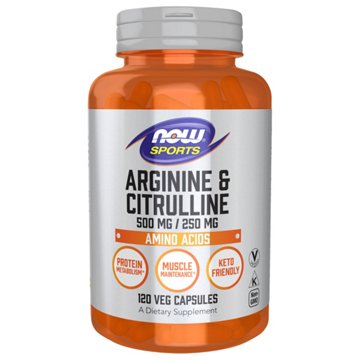 NOW Sports Arginine & Citrulline 500/250mg Amino Acids Capsules
