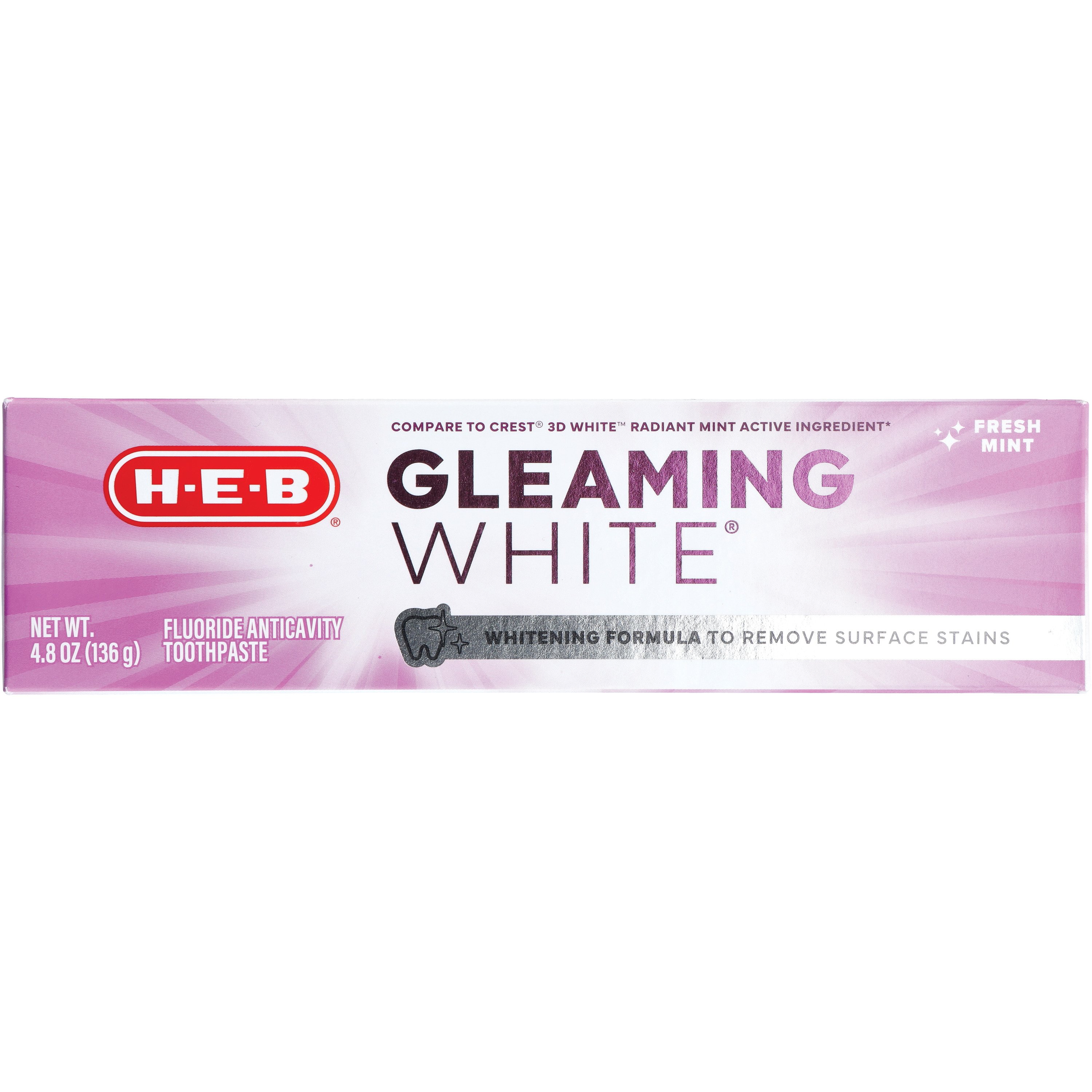 HEB Gleaming White Fluoride Anticavity Toothpaste Fresh Mint Shop