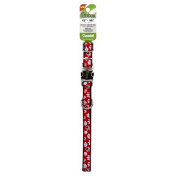 Coastal Pet Products 5/8 Inch Adjustable Nylon Collar with Red Paws Ribbon