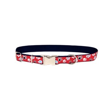 Coastal Pet Products 5/8 Inch Adjustable Nylon Collar with Red Paws Ribbon