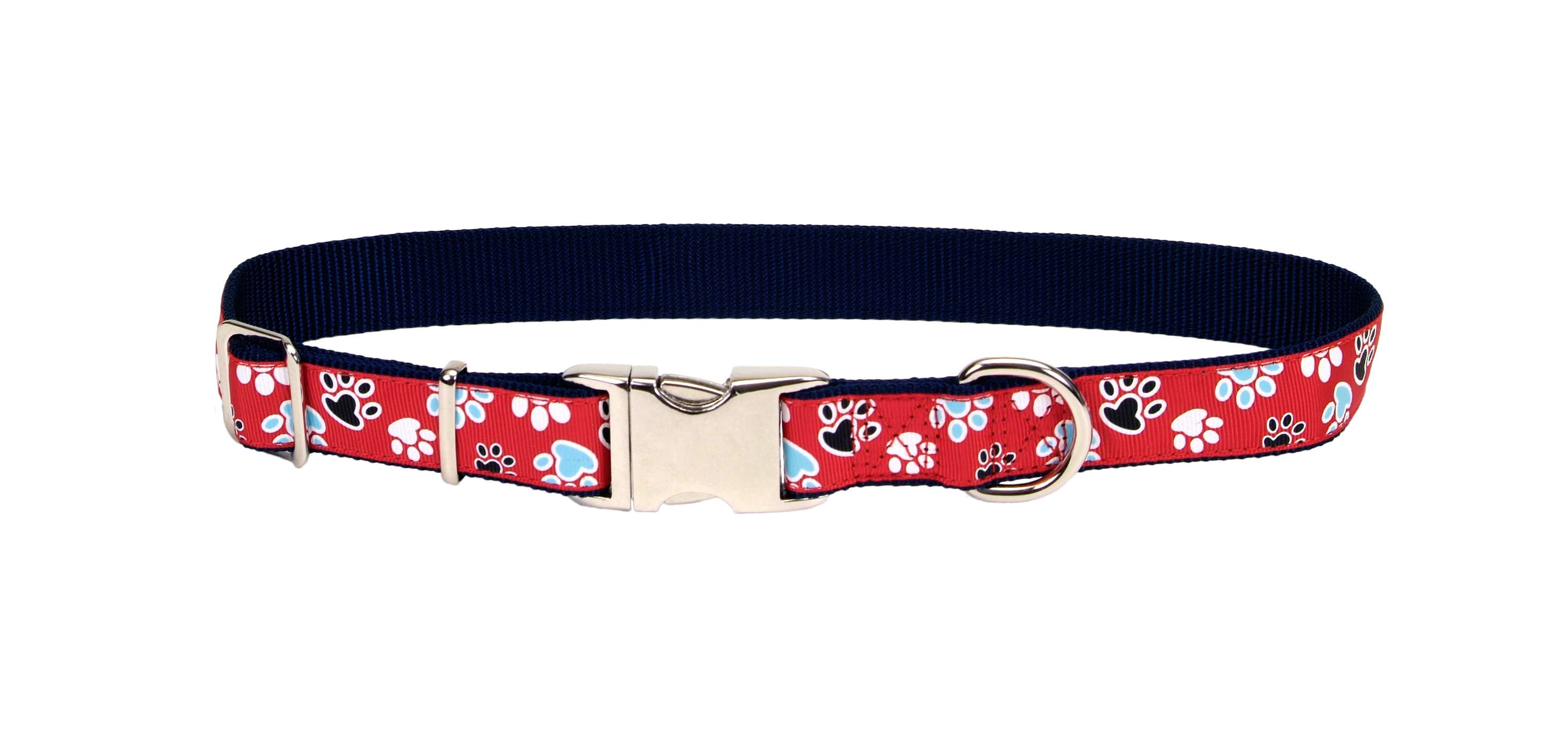 Coastal Pet Products 5/8 Inch Adjustable Nylon Collar with Red Paws Ribbon; image 2 of 2