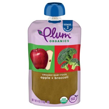 Plum Organics Baby Food Pouch - Apple & Broccoli