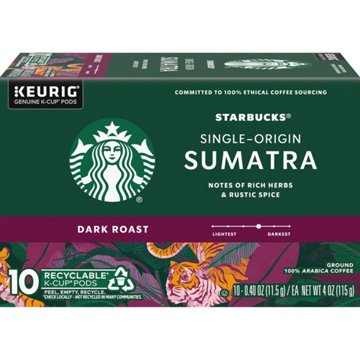Starbucks Sumatra Dark Roast Single Serve Coffee K Cups