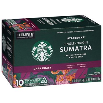 Starbucks Sumatra Dark Roast Single Serve Coffee K Cups