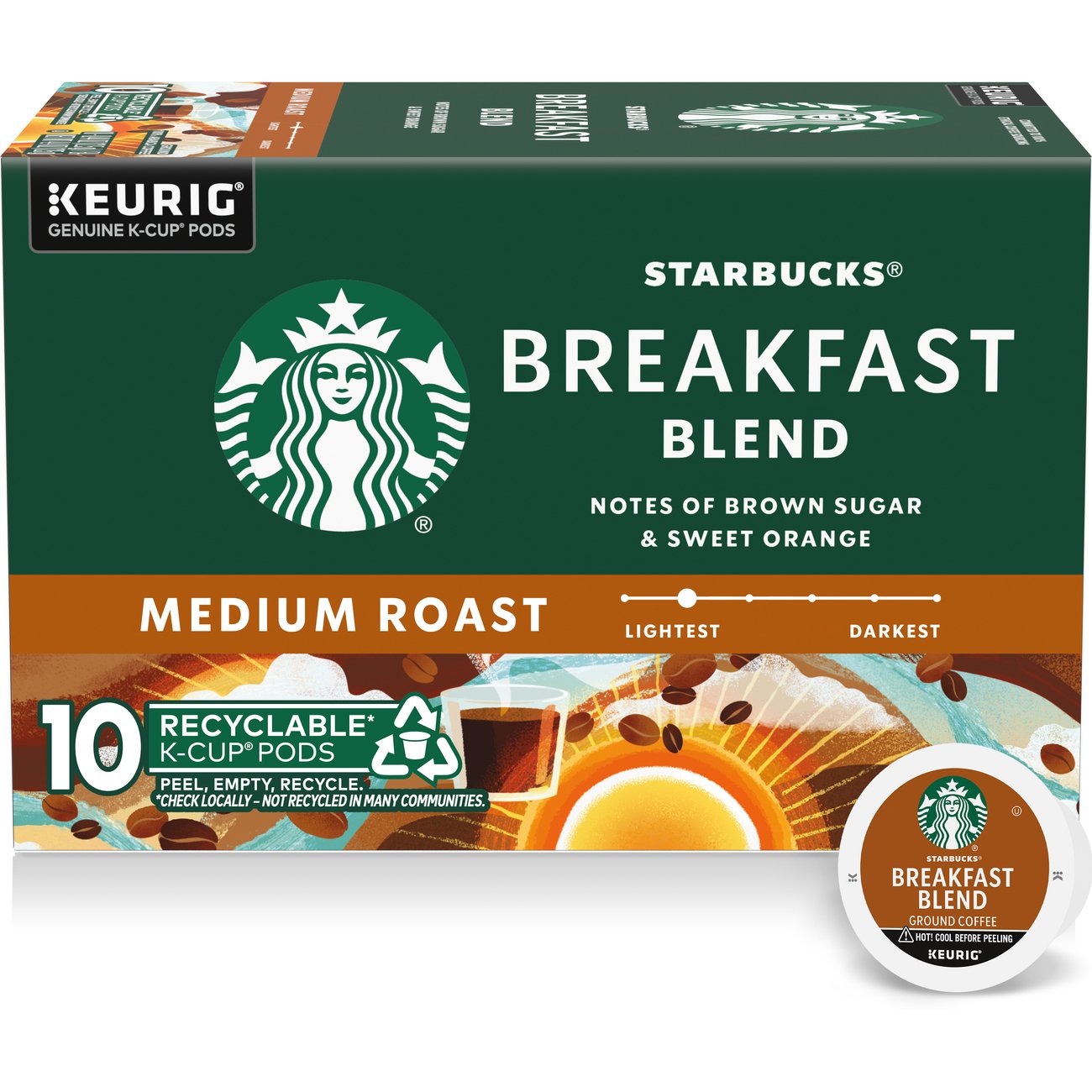 Starbucks Breakfast Blend Medium Roast Single Serve Coffee K Cups