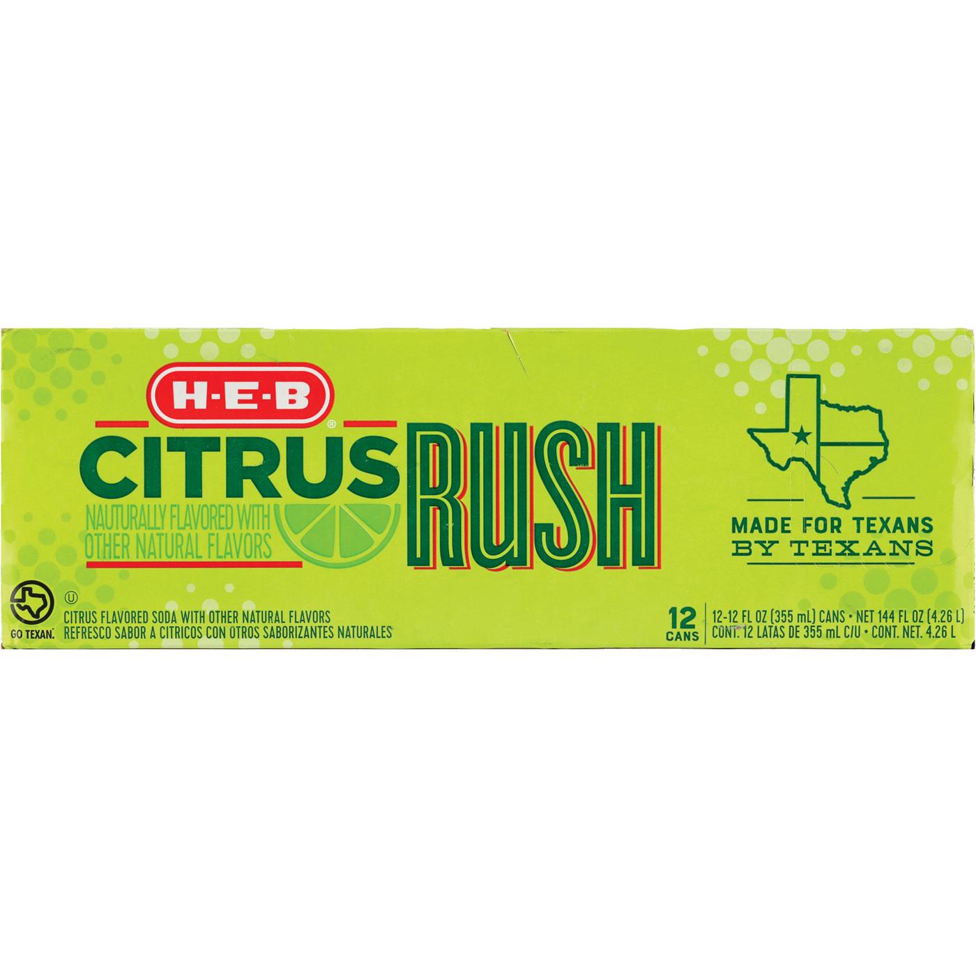 H-E-B Citrus Rush Soda 12 pk Cans; image 1 of 2