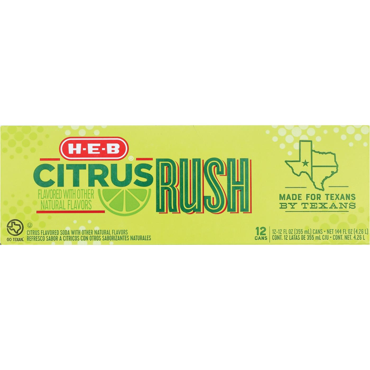 H-E-B Citrus Rush Soda 12 pk Cans; image 1 of 2
